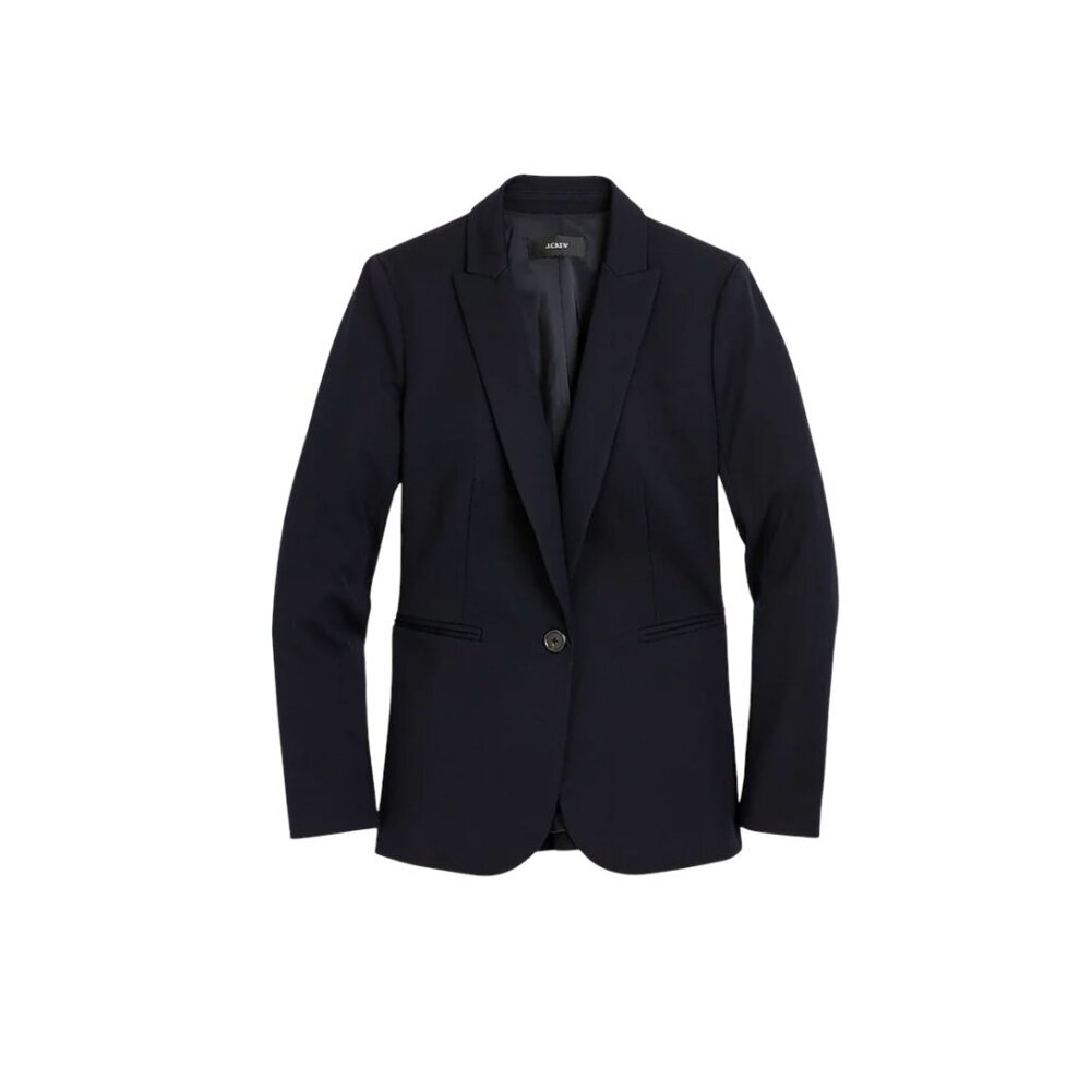 NWT JCrew Parke Blazer Jacket Coat Womens 2 T Tall Navy Blue Bi Stretch Cotton